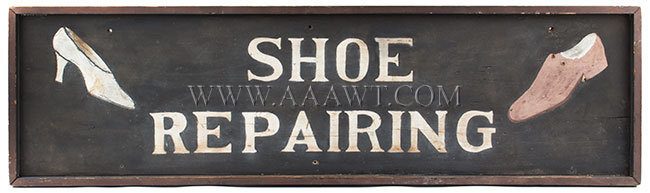 Antique Trade Sign, Shoe Repairing, Circa 1900, entire view